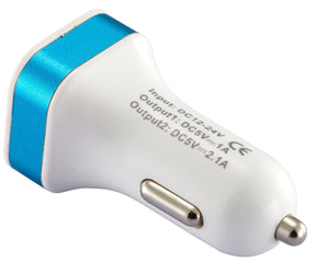IBRA Dual USB Car Charger Adapter Support IPhone 5 / 4S / 4, iPad 1 / 2 / 3, Google Android Phones, LG, Samsung Galaxy S II III Note,(Support All iPod, iPhone, iPad Models) (White+Blue)