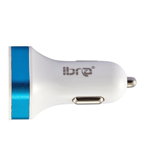 IBRA Dual USB Car Charger Adapter Support IPhone 5 / 4S / 4, iPad 1 / 2 / 3, Google Android Phones, LG, Samsung Galaxy S II III Note,(Support All iPod, iPhone, iPad Models) (White+Blue)