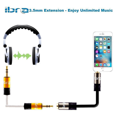 IBRA 1M Stereo Jack Extension Cable 3.5mm Male > 3.5mm Female - Gun Metal Range