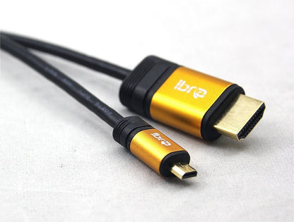 IBRA 1M Micro D HDMI to HDMI Cable(1.4version) - Premium Gold Quality Lead - 24k Gold Plated Plugs - Audio & Video 1080p,2160p.