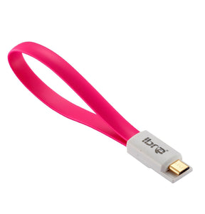 IBRA 0.2M Magnet Short and Compact Micro USB Charging/Sync Data Cable for for Samsung Galaxy S4 i9500 i9300 N7100 Nokia HTC Sony Xperia Series and all Mobilephones/Tablets/Cameras/Sat Nav -7.5Inch - Pink