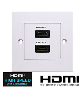 IBRA HDMI 2.0 Wall Plate Socket Dual Connector - White (HDMI 2.0 and HDMI 1.4 Compatible)